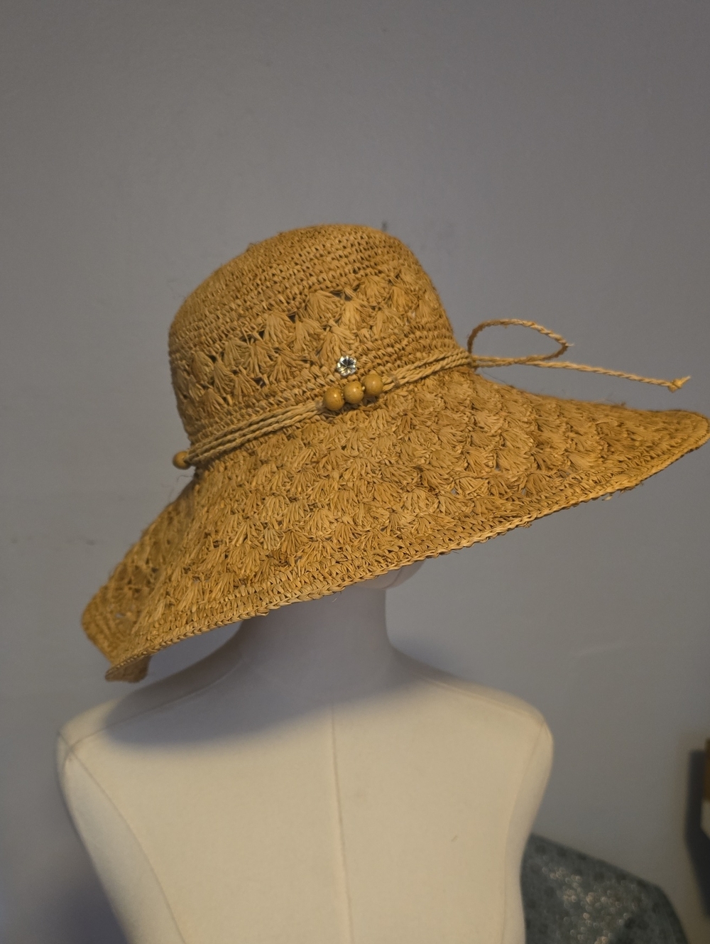 Florabella Marie NWOT Crochet Raffia Widtraw Wide Brim Sun Hat